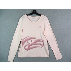 Crazy Shirt Womens Shirt Large Pink Knit Eagle Talon Lodge‎ Crew Cotton